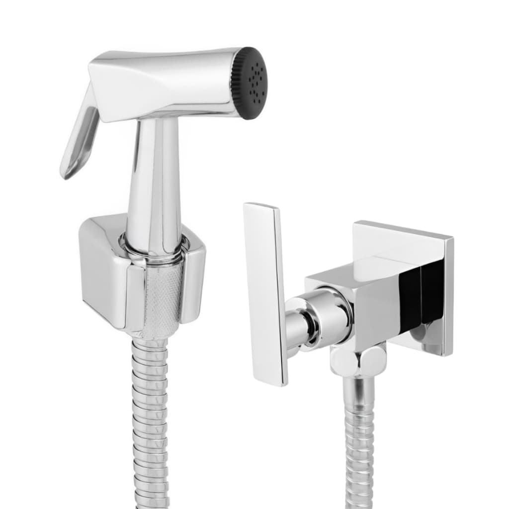Ducha Higiênica Quadrada Alavanca C73 para Banheiro / Lavabo Flexível 1,20m Metal Inox 1/4V Luxo