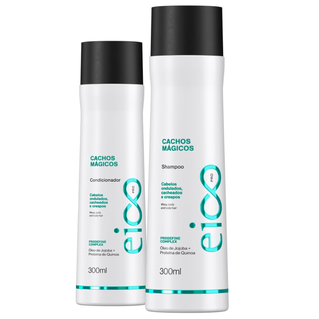 Kit Eico Pro Cachos Mágicos Sem Sal Shampoo e Condicionador 300ml Cacheados Crespos Ondulados