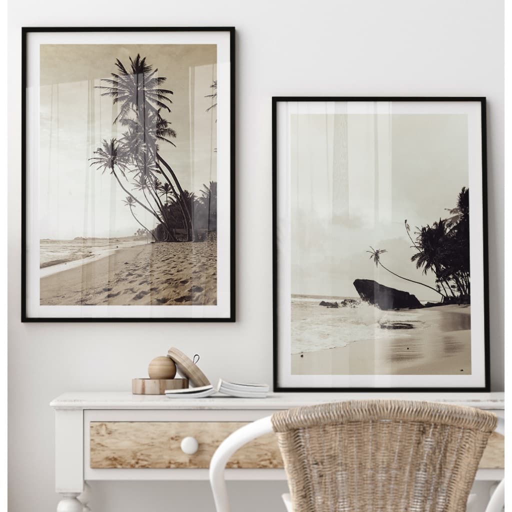 Quadro Paisagem Praia Mar Quadro Com Moldura E Vidro Quadro Decorativo Sala Grande Foto Sépia Duo