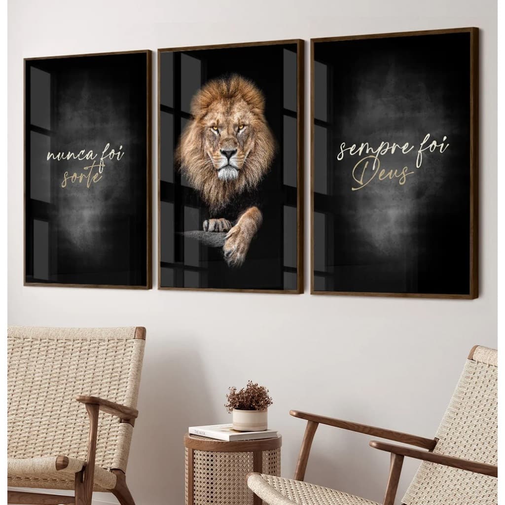 Quadro Nunca Foi Sorte Sempre Foi Deus Quadro Decorativo Sala Grande Quadro Com Moldura Vidro Trio