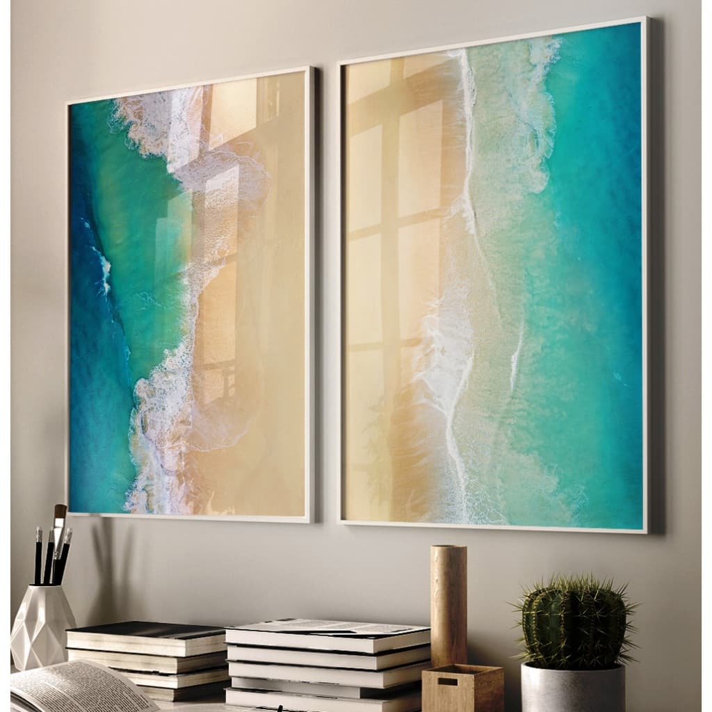 Quadro Decorativo Sala Com Moldura E Vidro Quadro Praia Quadro Mar Quadro Paisagem Foto Aérea Duo