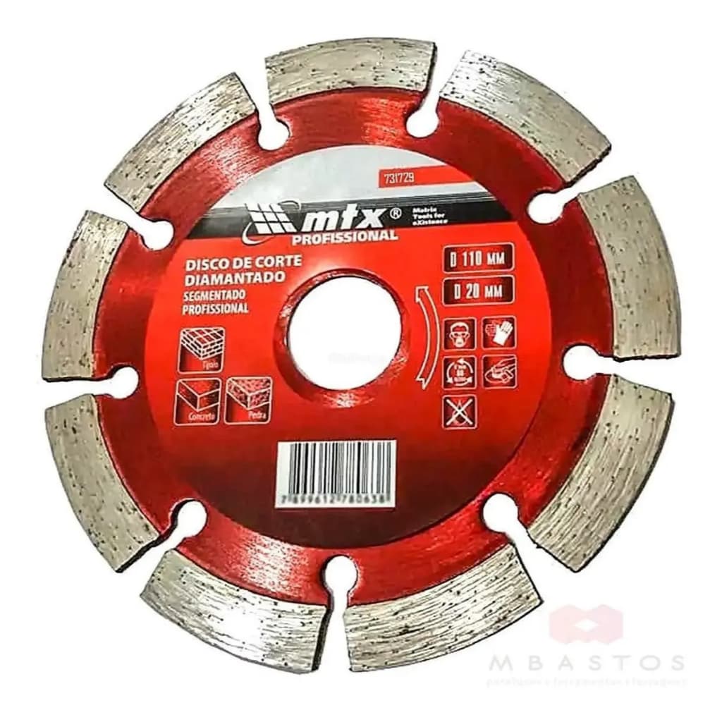 Disco De Corte Segmentado Diamantado 115X22,23mm Para Serra Mármore Esmerilhadeira Concreto Parede