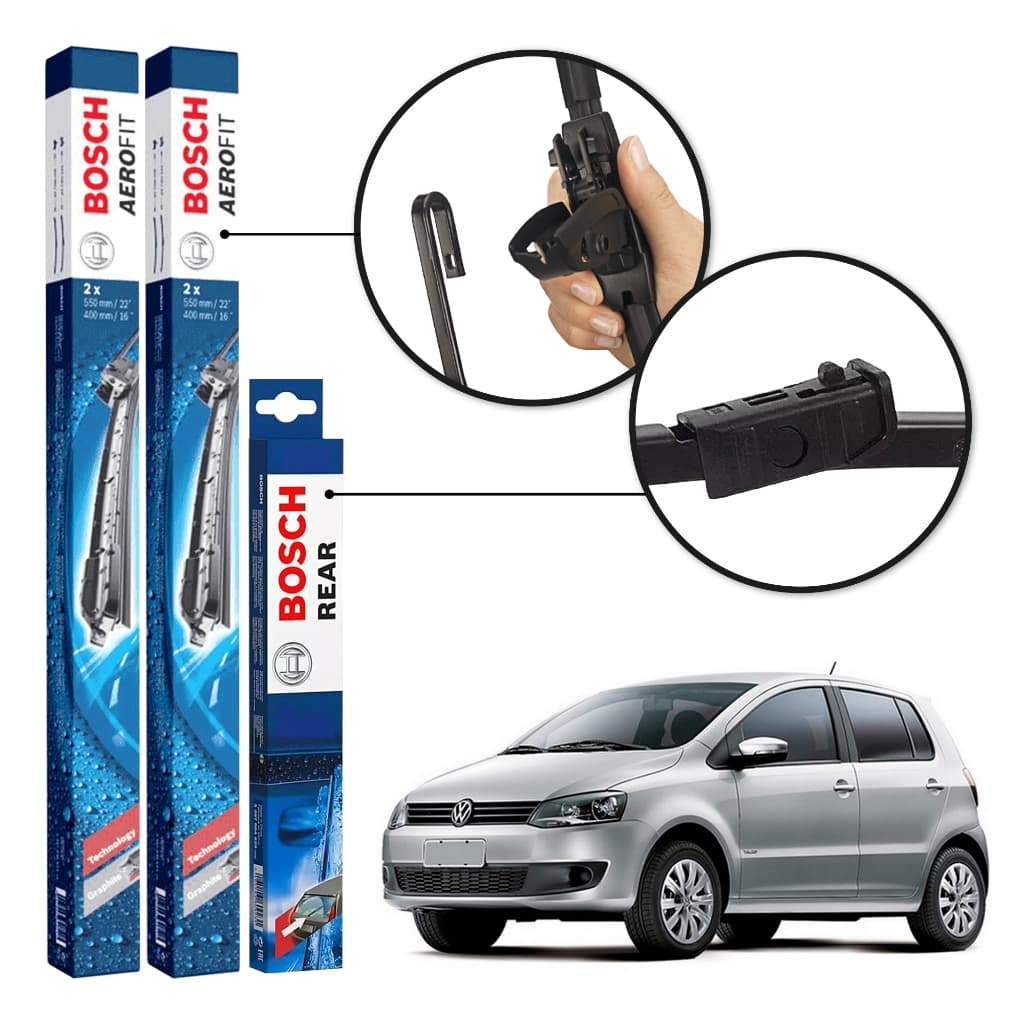 kit 3 Palhetas Dianteiras + Traseira Vw Fox 2010 a 2012 Gancho