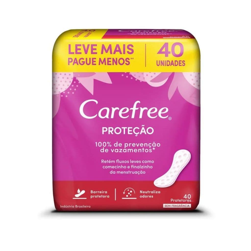 Carefree Protetor Diário Original Sem Perfume 40 Unidades