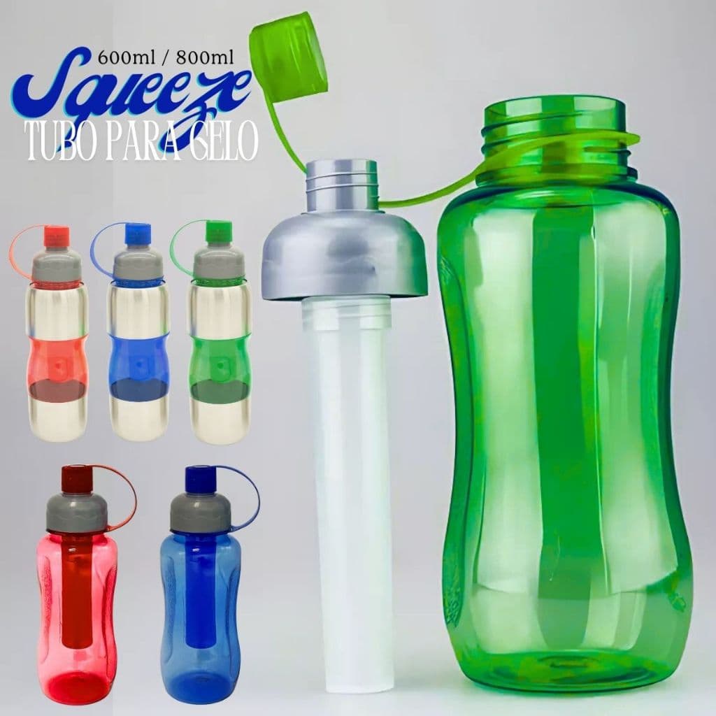 Squeeze Garrafinha de Água Inox Tubo Gelo Térmica Garrafa água 600/800ml Garrafinha Escola Crianças