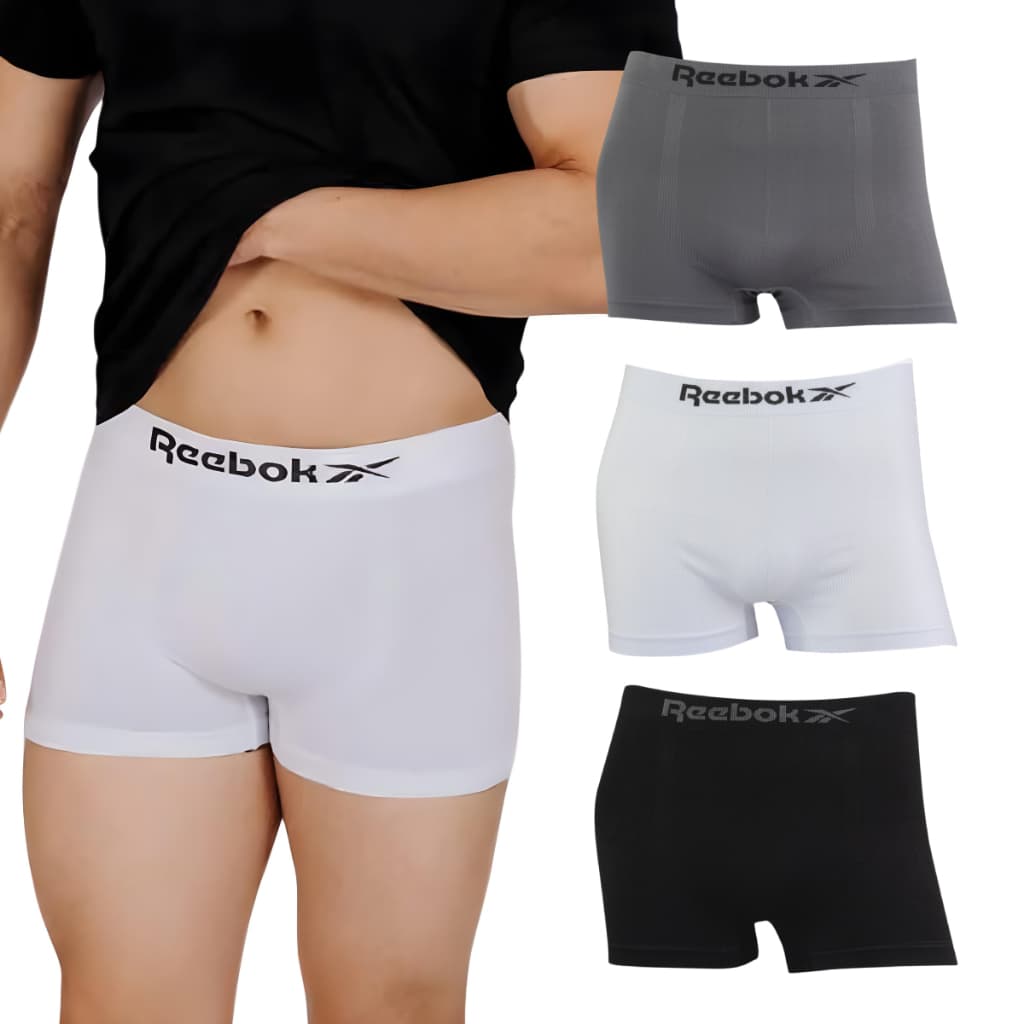 Kit 3 Cuecas Reebok Boxer Classic Microfibra Sortido