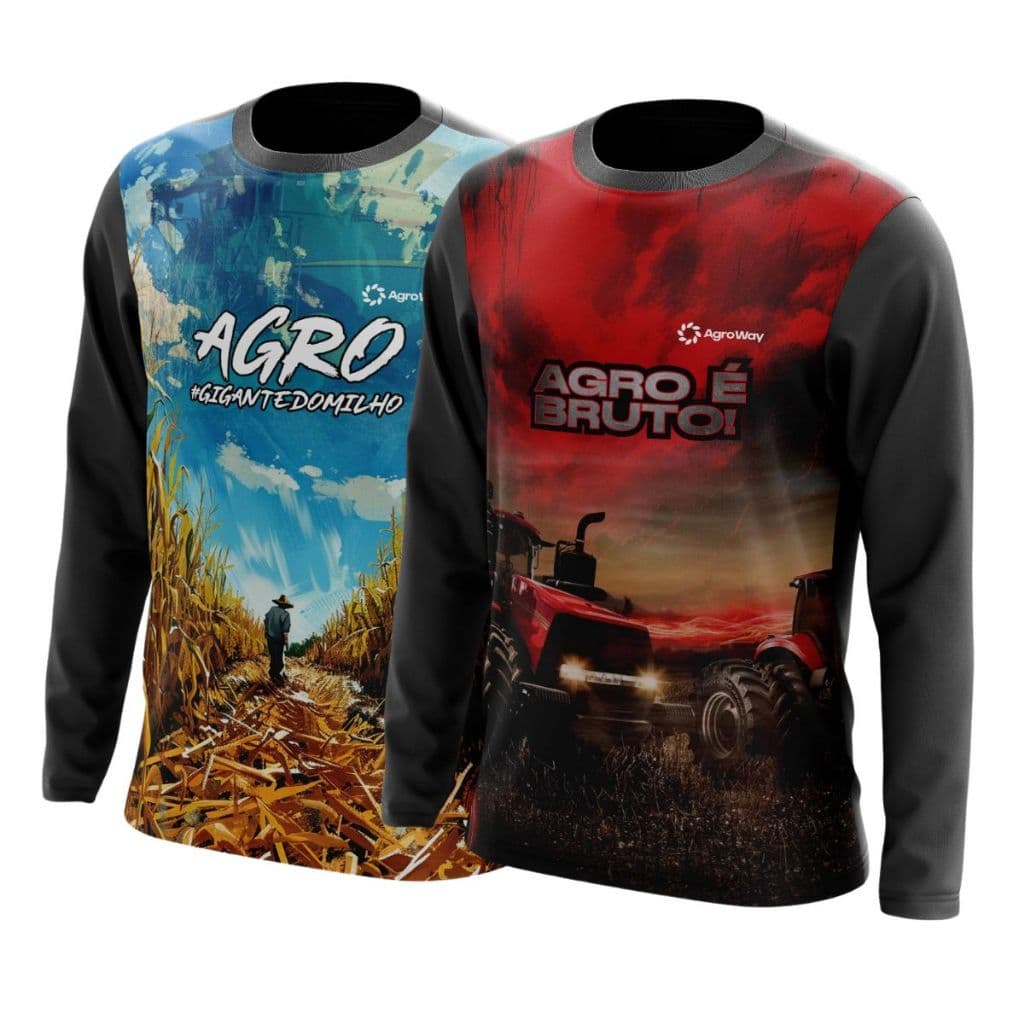 Kit 2 Camiseta Camisa Agro Térmica Uv Trator Milharal Agricultura Roça Colheita Plantio Trabalhador