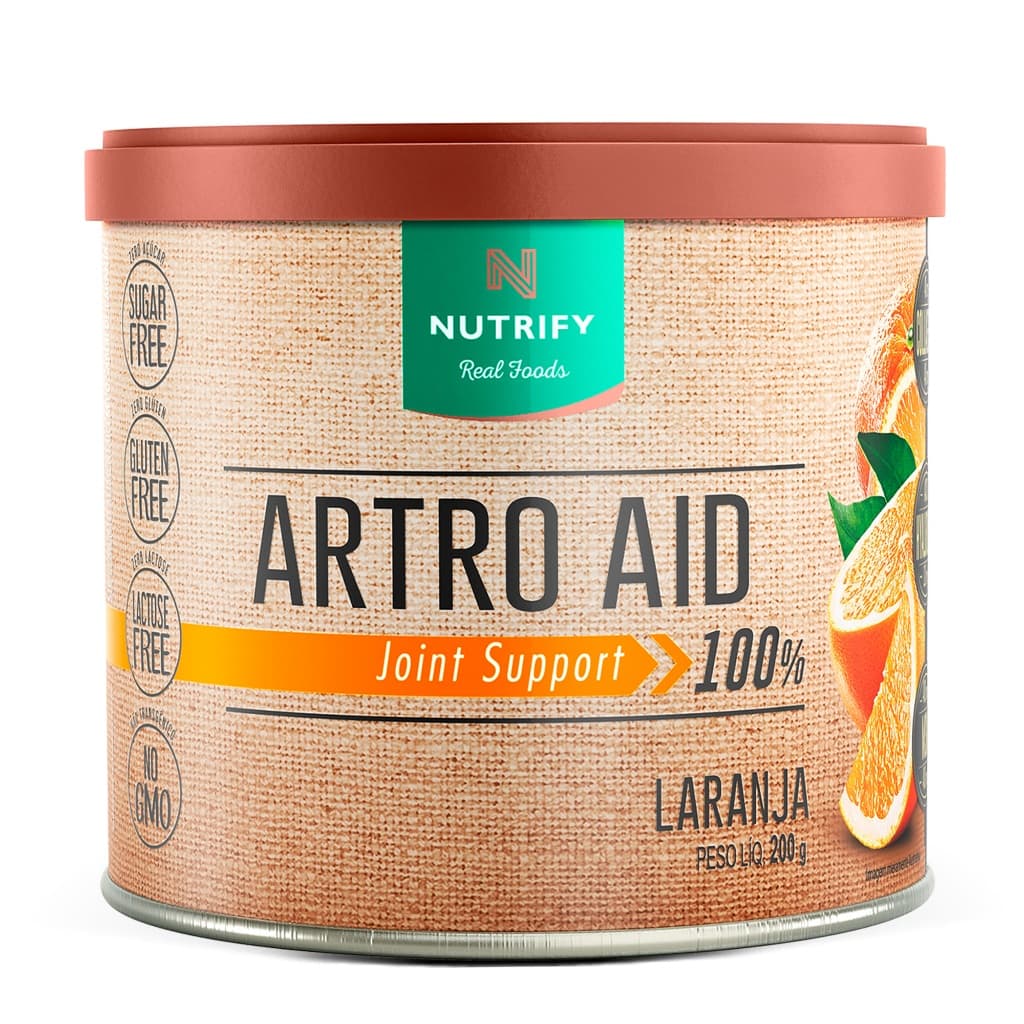 Nutrify Artro Aid Colágeno Hidrolisado Tipo 1 e 2 + Ácido Hialurônico – Sem Açúcar – Laranja – 200g