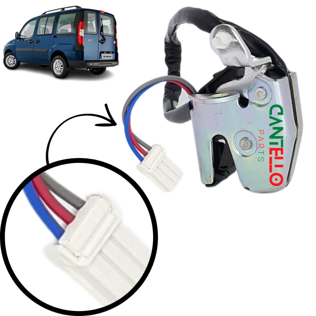 Fechadura mecânica de porta - Fiat Doblo 02/16 - Bau Inferior Esquerda c/ micro switch 3 fios