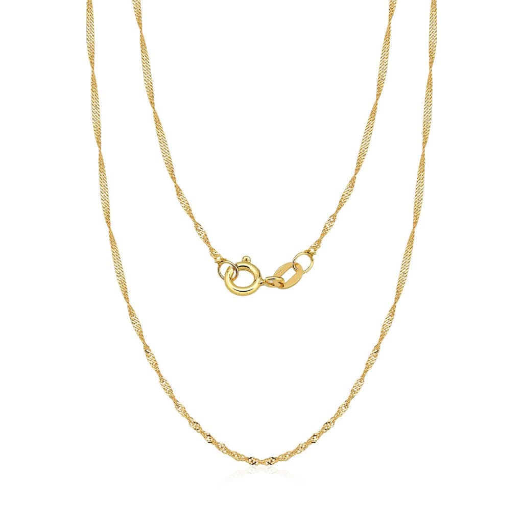 Corrente Feminina de Ouro 18k Singapura com 1mm | Dois Tamanhos Disponíveis