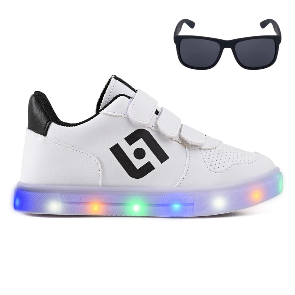 Tenis Infantil De Led Casual Escolar Sapatenis Meninos Street Calce Facil + Oculos