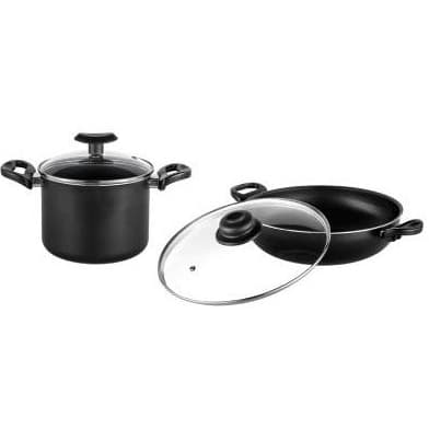 Frigideira Caçarola Wok Caldeirao Antiaderente Com Tampa de Vidro