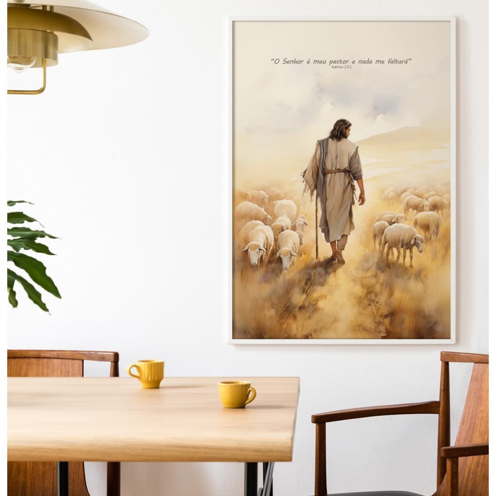 Quadro De Jesus Para Sala Quadro Versículo Bíblico Quadro Com Moldura E Vidro O Senhor É Meu Pastor