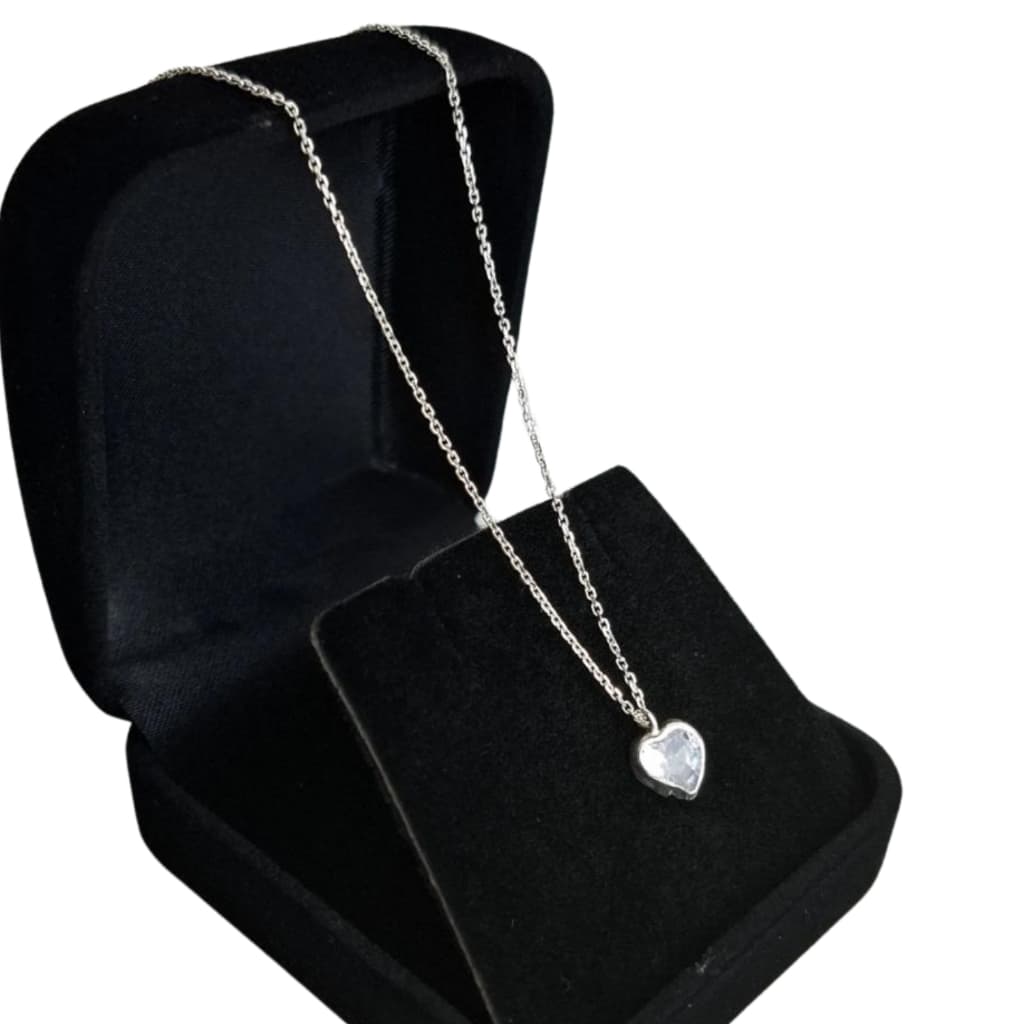 Colar Cadeado Ponto de luz Prata 925 Feminino Coração Redondo Gota Presente Namorada