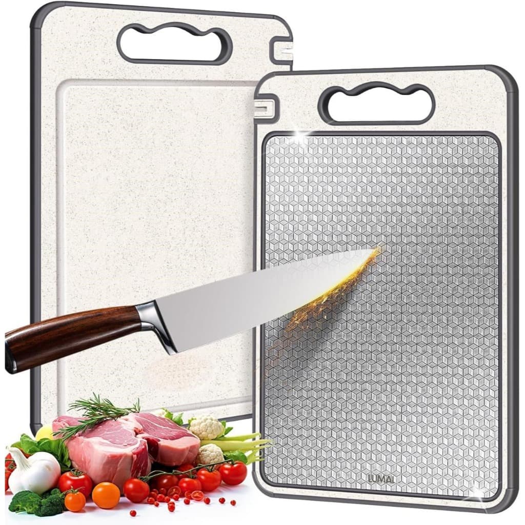 Lumai Tábua Corte Dupla Face Inox 304 Carne Legumes Antibacteriana Afiador Cozinha PP