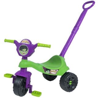 Triciclo Infantil 1 a 3 anos - Suporta 16kg  - Empurrador e Pedal - Inmetro - Motoca Velotrol Herói