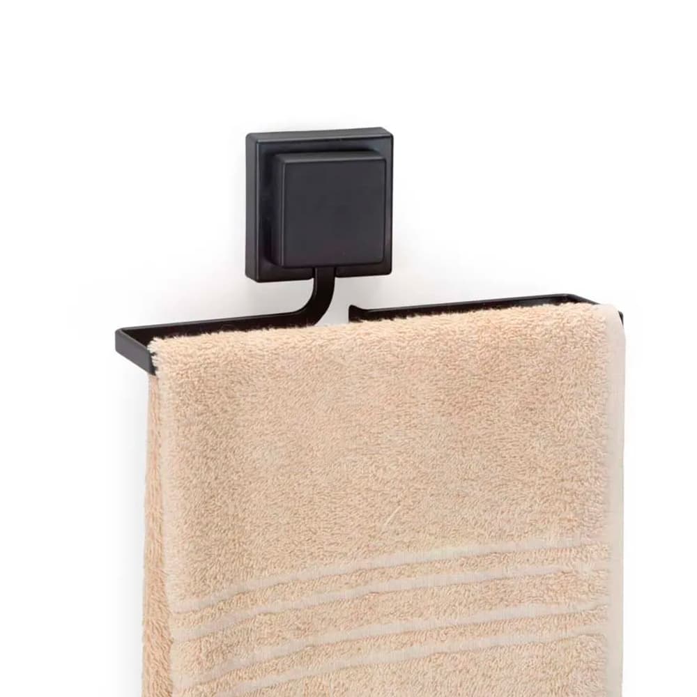 Porta Toalha de Rosto Sem Furo Piatina Black com Dupla Face 3M Toalheiro Preto Cromado Dourado Arthi