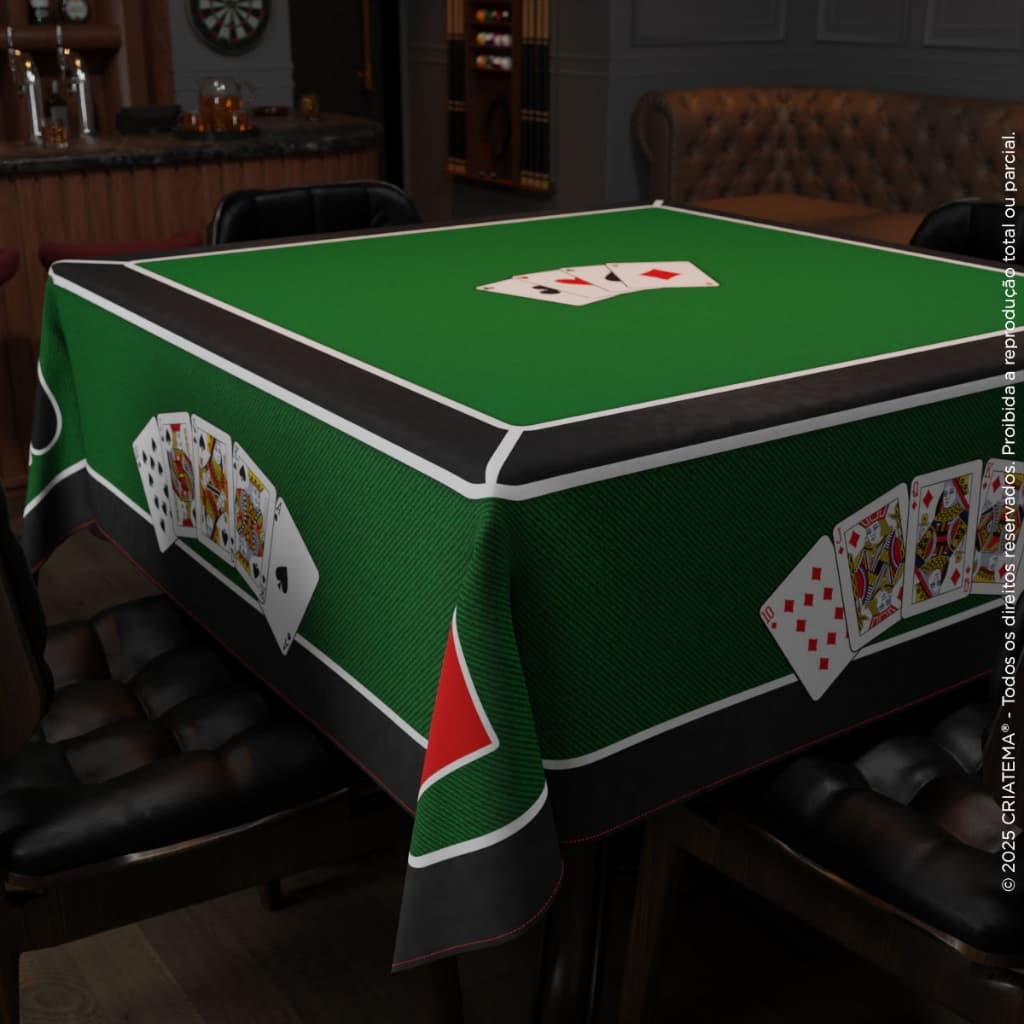 Toalha de Mesa para Jogos de Cartas Baralho Poker em Tecido Aveludada - TDM-109