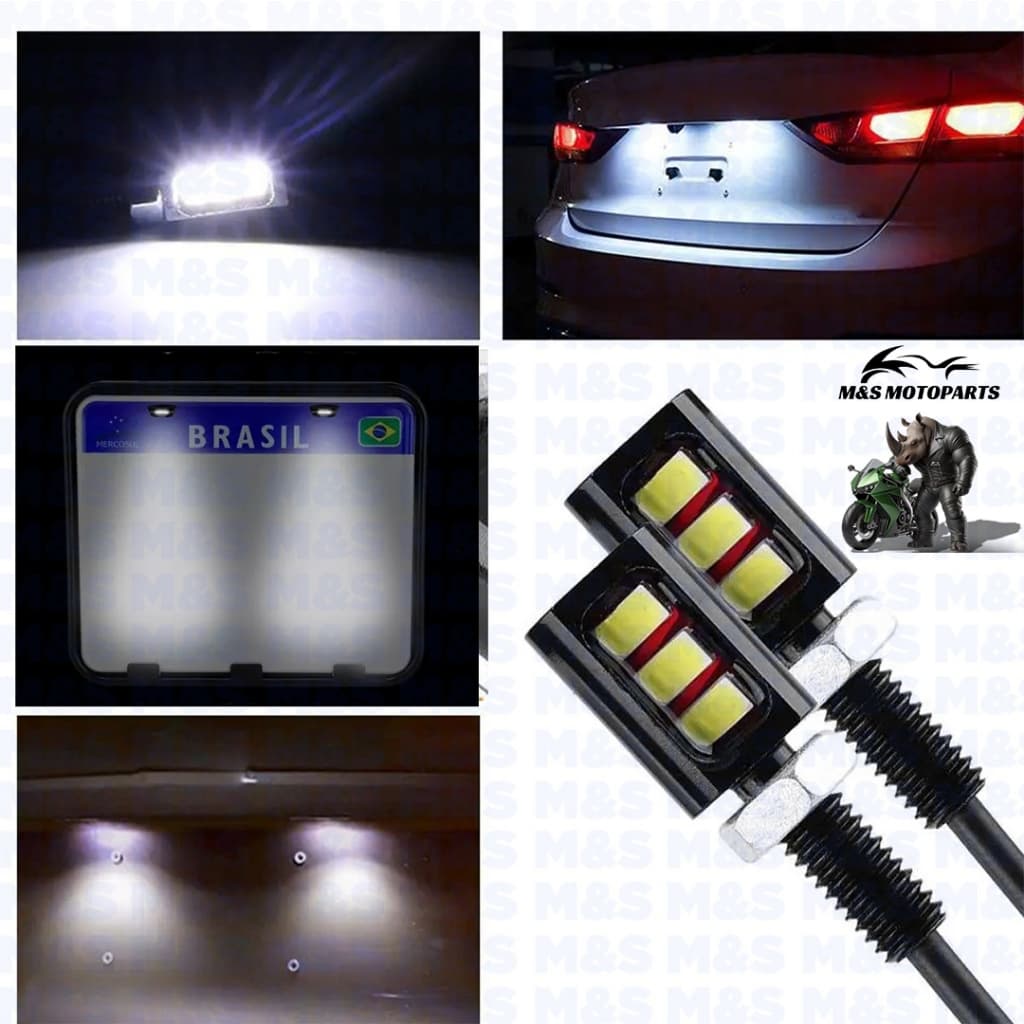 Parafuso Luz Placa Led Moto Carro Universal Custom - PAR