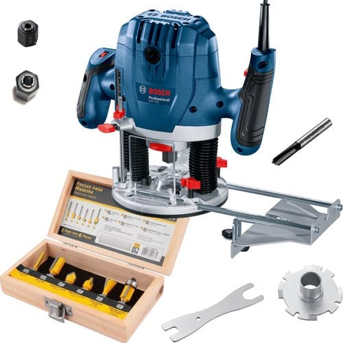 Tupia Coluna Bosch GOF 130 110v + 6 Fresas Kit