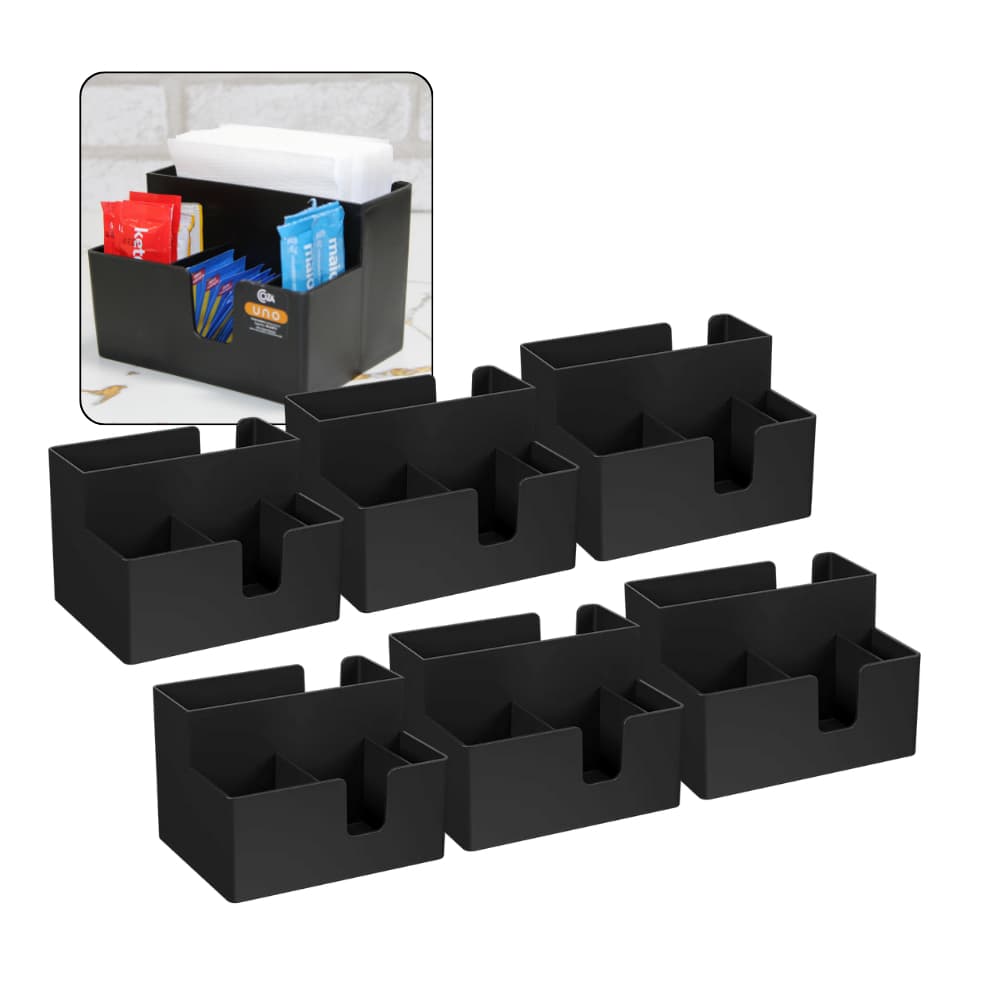 Kit 6 Porta Guardanapo Porta Sachê e Colher 4 Divisões Plástico Resistente Lanchonete Restaurante