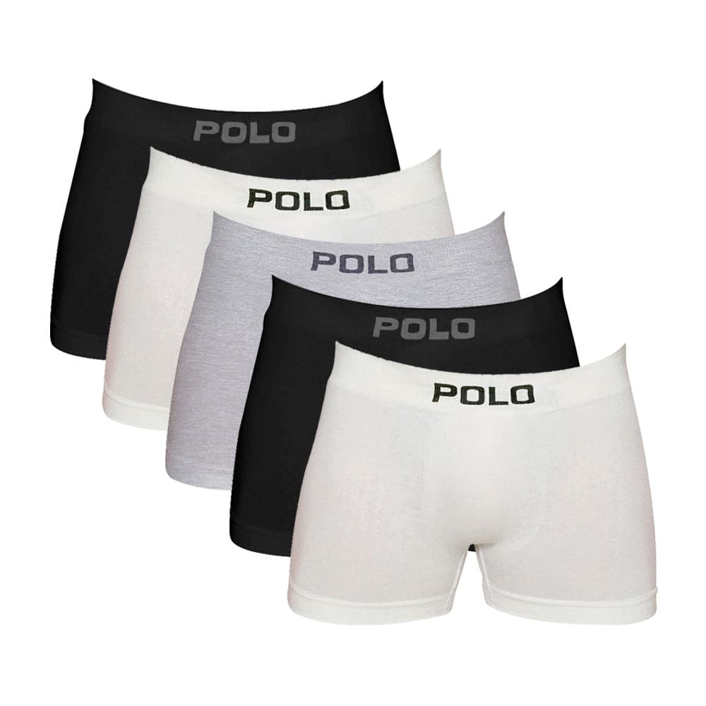 Kit Com 5 Cuecas Boxer Box Polo 781 Algodão Sortido