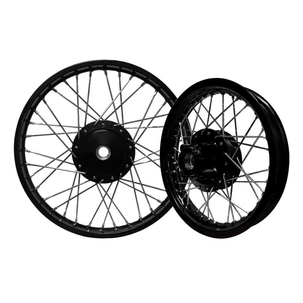 Par Roda Jante Pop 100/110i Montada Ferro Preto 4mm