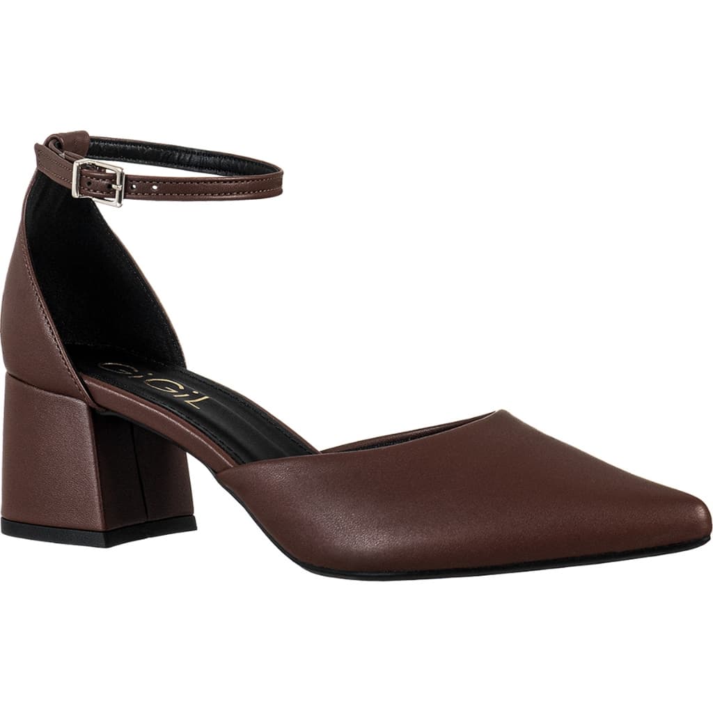 Scarpin Feminino GiGiL Bico Fino Salto Grosso Saia E Blusa Salomé