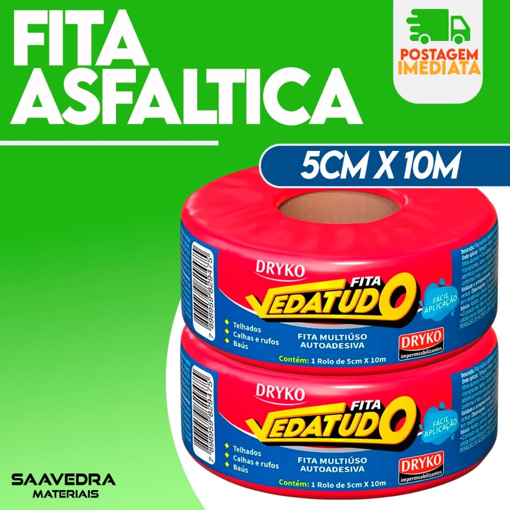 Fita de Manta Asfaltica Aluminizada 5cm x 10m Drykoprimer Vedatudo