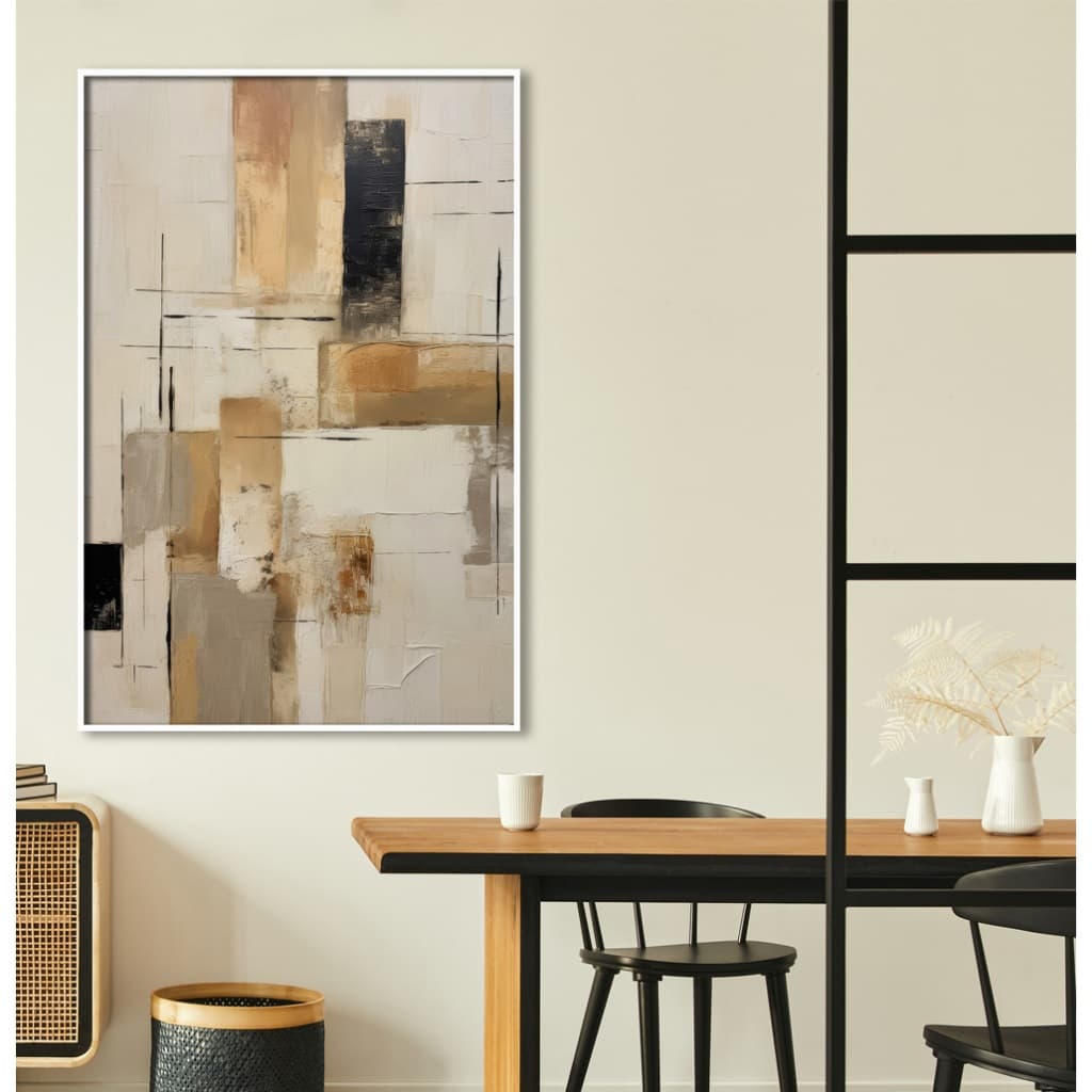 Quadro Abstrato Para Sala Quadro Com Moldura E Vidro Quadro Decorativo Escritório Retângulos Ouro