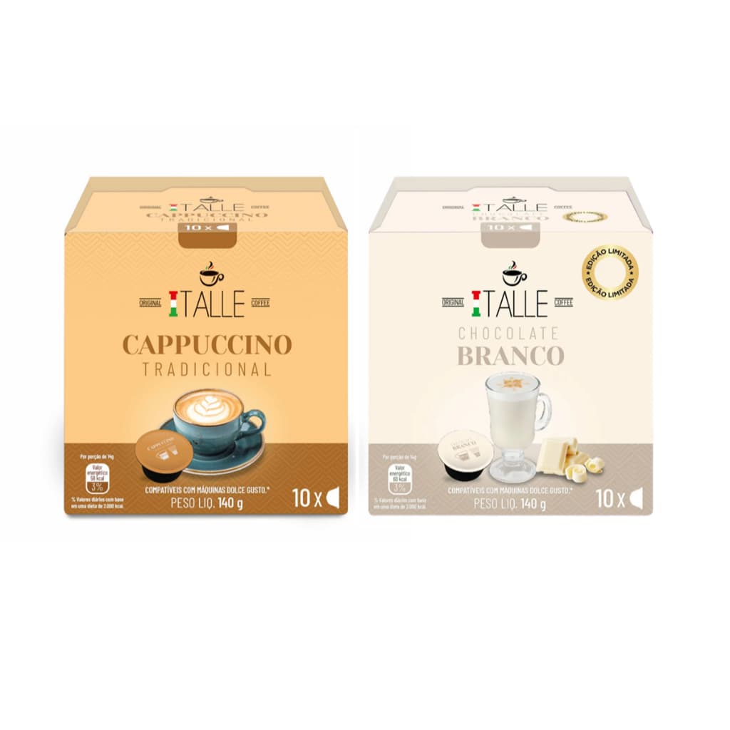 Cápsula Dolce Gusto Cappuccino e Chocolate Branco Café Italle 20 Und