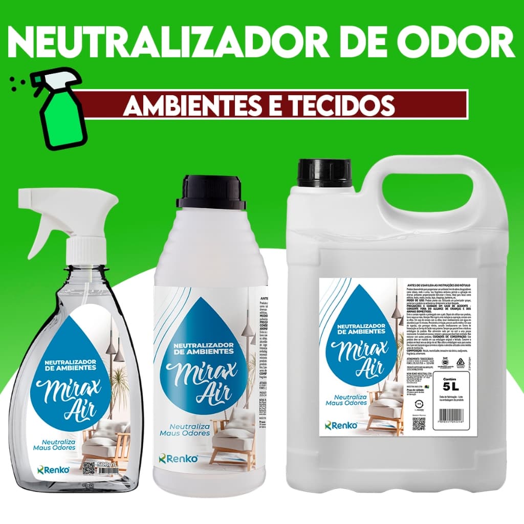 Neutralizador de Odores de Ambientes e Tecidos Elimina Odores Desagradaveis Renko