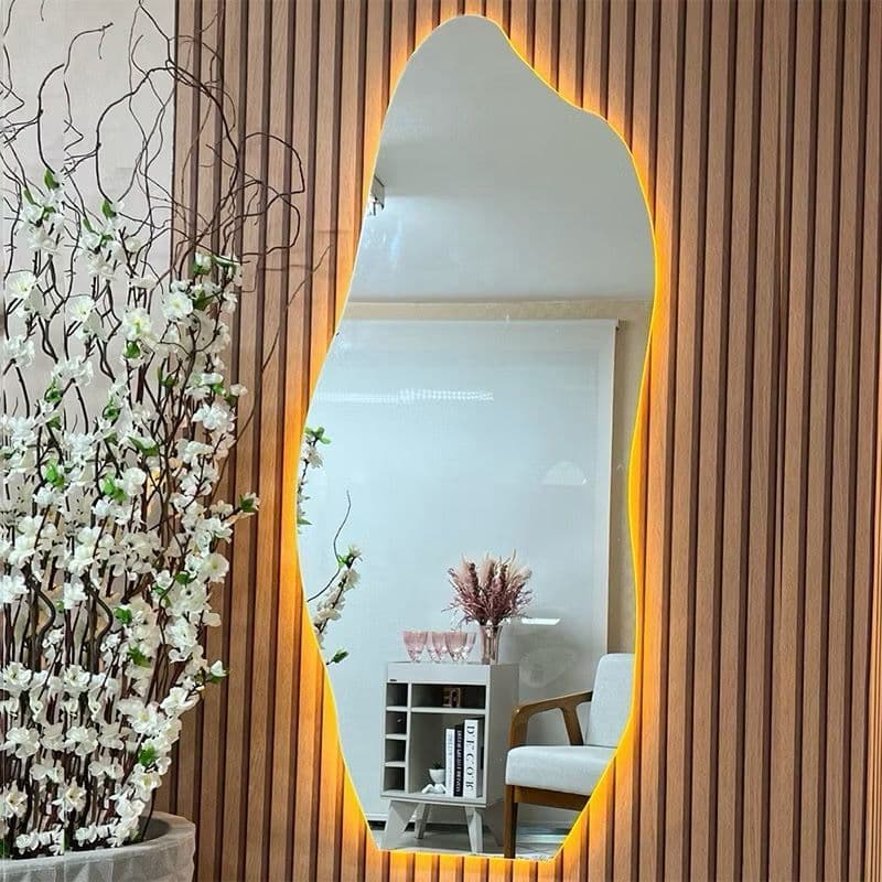 Espelho Led Orgânico Modelo Flame Decoração de Quarto Sala Banheiro Salão Pinterest