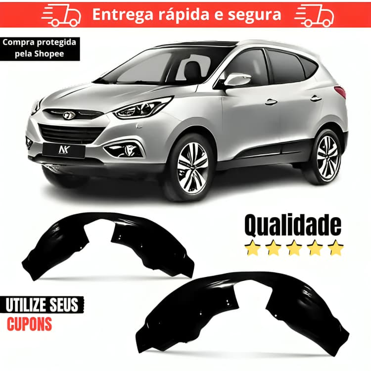Par/Un Parabarro Dianteiro Ix35 2010 2011 2012 2013 A 2022  URUBU MORCEGAO FORRO RODA BATE PEDRA CASCA OVO PROTETOR