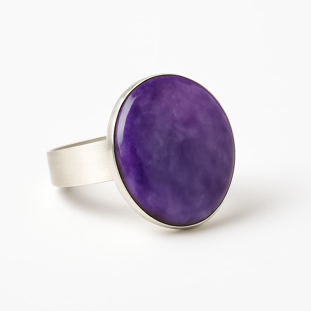 Anel regulável Redondo orgonites de Ametista Lilás Amethist roxo claro resina artesanal com banho de prata