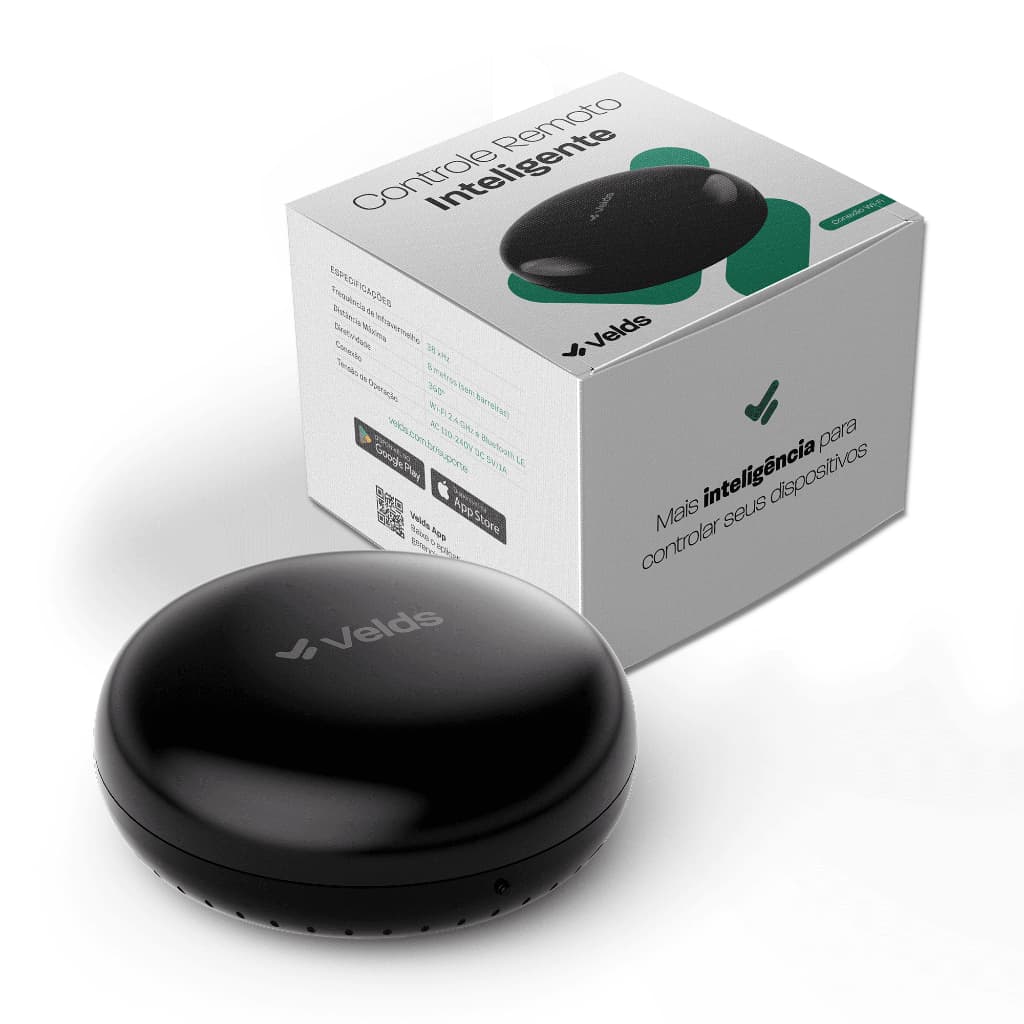 Controle Remoto Universal Inteligente Velds, Infravermelho Ir Wi-fi Compatível C/ Alexa, Tuya, Preto