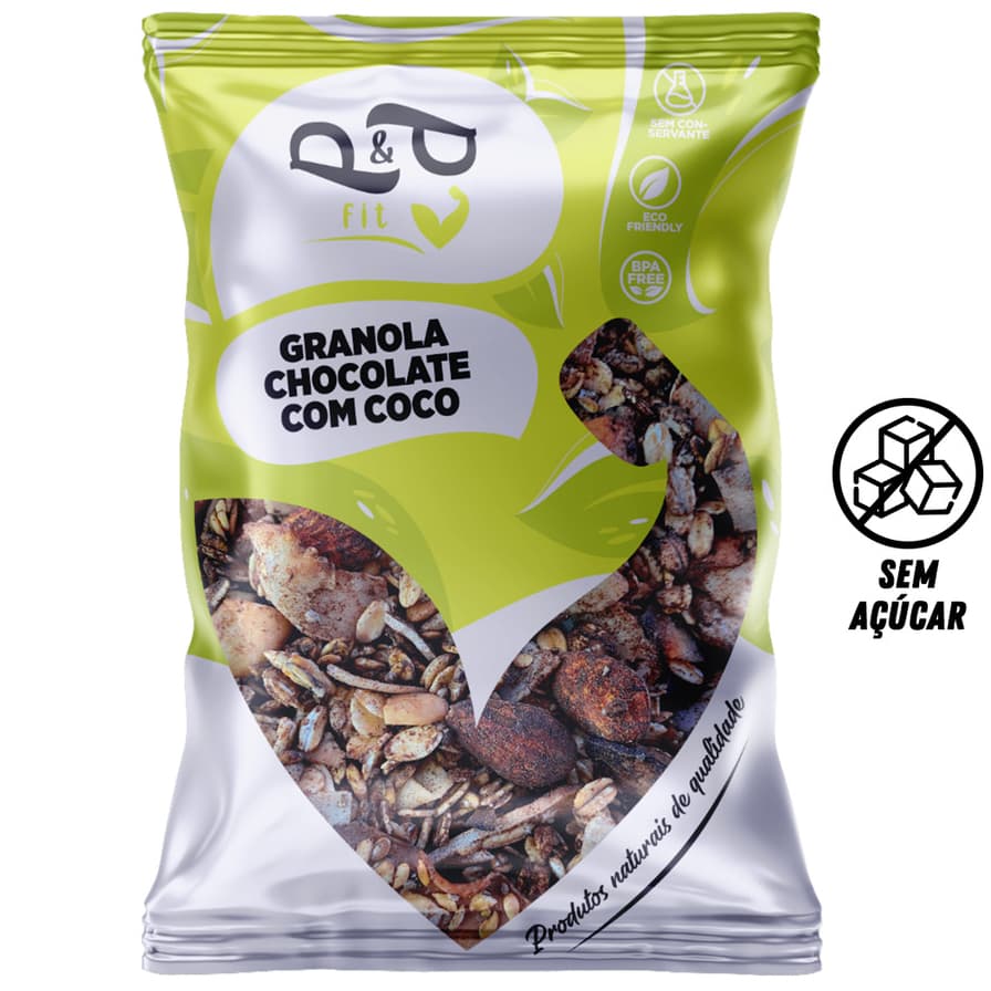 Granola P&P Gourmet Chocolate com Coco Sem Açúcar 500g