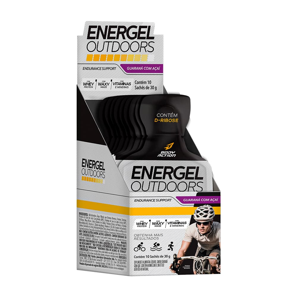 Energel Outdoors Bodyaction - Energia Rápida para Treino e Aventura - Sachê 30g