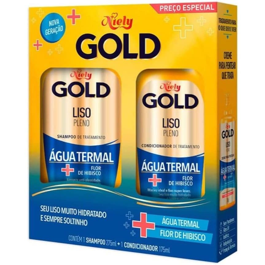 Kit Niely Gold Liso Pleno Shampoo 275ml + Condicionador 175ml