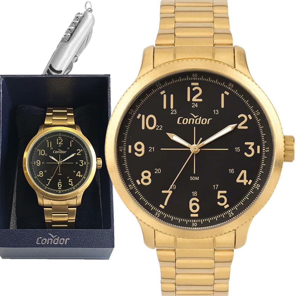 Relógio Condor Masculino Dourado Digital Prova d'água com 1 ano de garantia