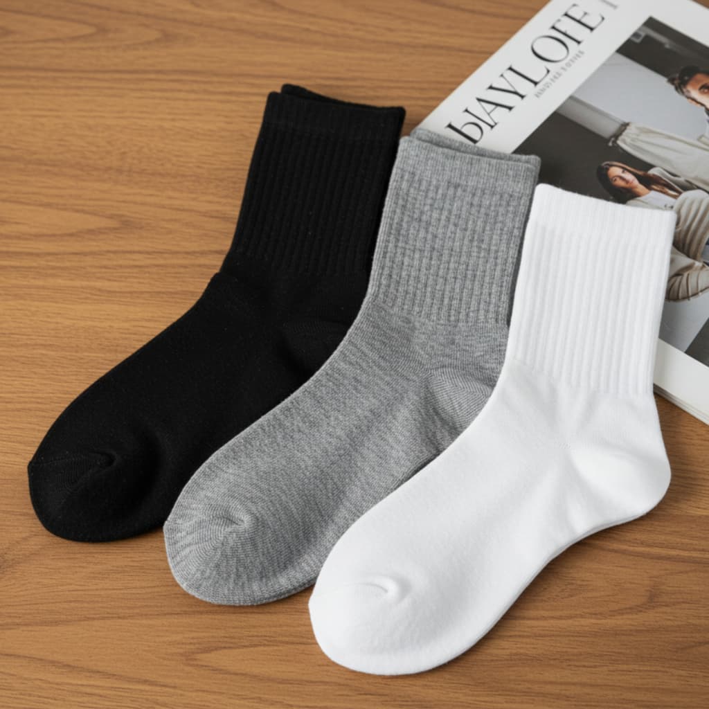 Par de Meias Classic Cano Médio Masculina Feminina Unissex Sortida