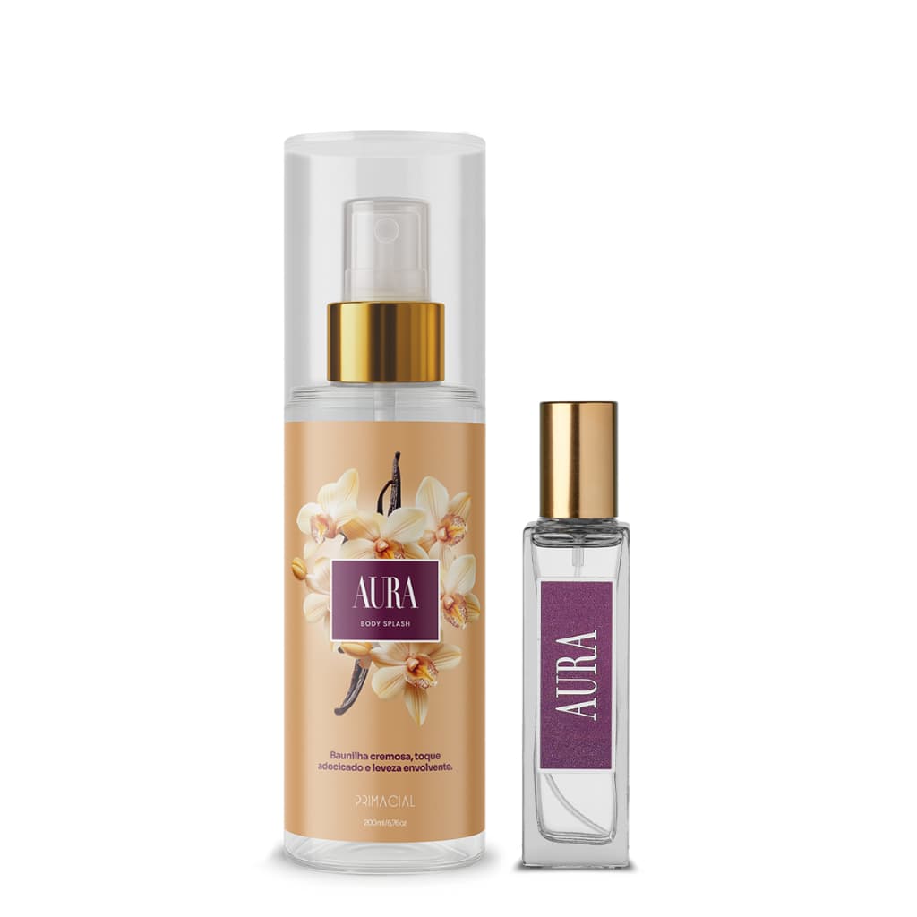 Kit Aura Perfume 30ml+ Body Splash 200ml by Primacial - Fragrância Floral com Notas de Baunilha