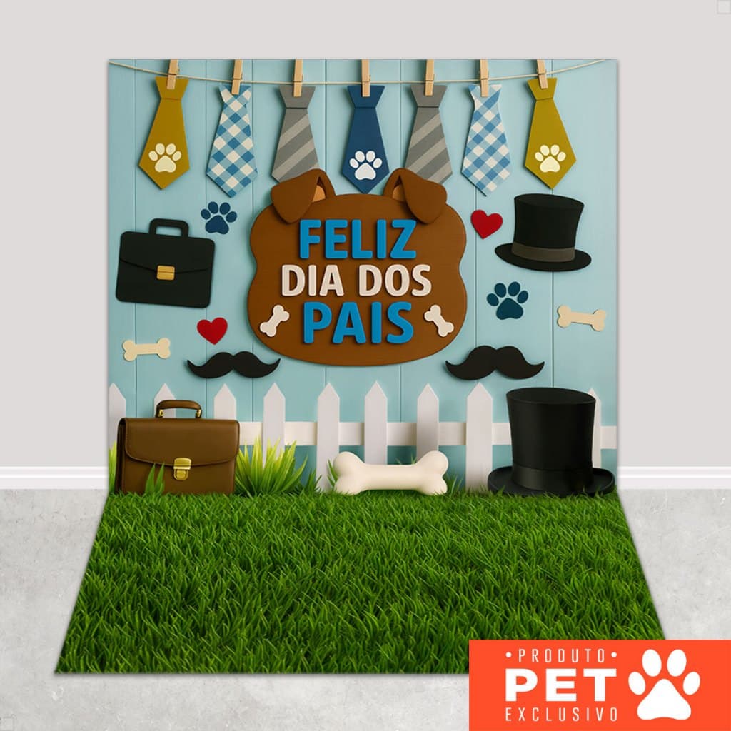 Fundo Fotográfico Dia dos Pais Pet Shop Cenário Em Tecido 1,20x1,70m - PET-156