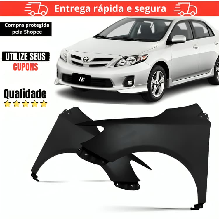 Par/Un Paralama Corolla 2009 2010 2011 2012 2013 Sem Furo Novo Cinza Novo 1ª Linha