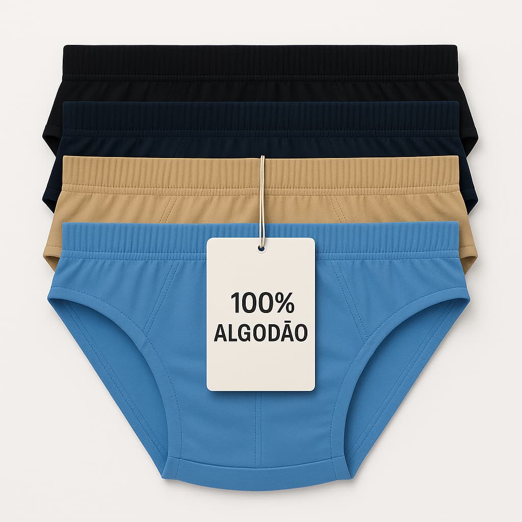 Kit 3 Cueca Infantil Premium 100% Algodão Forro Duplo Dino Menino Slip Tradicional Cuecas Criança