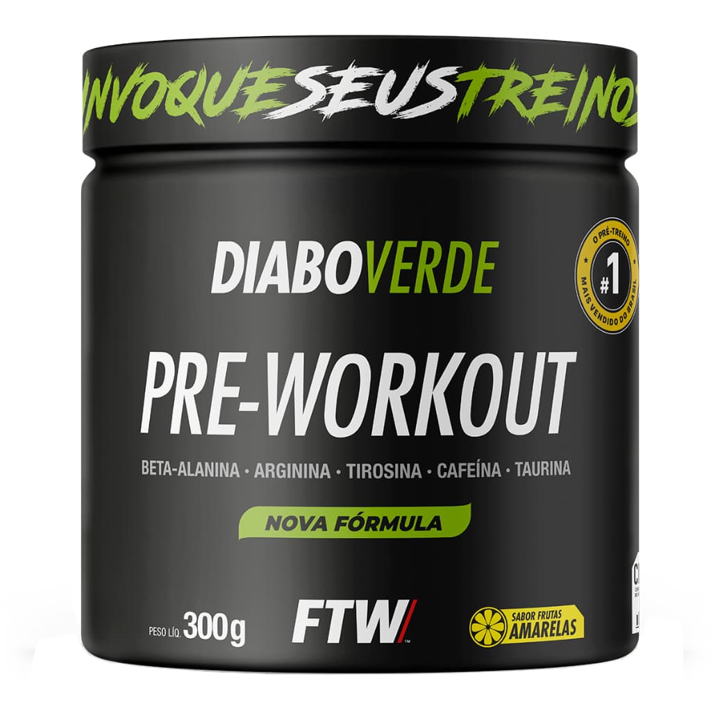 Kit 2x Pré-Treino Diabo Verde FTW 300g Cafeína e Aminoácidos | Energia Insana no Treino