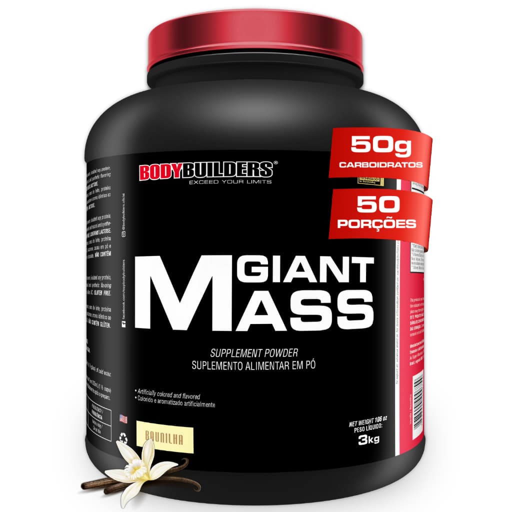 Hipercalórico Giant Mass 3kg - Para Aumento de Massa Muscular - Bodybuilders