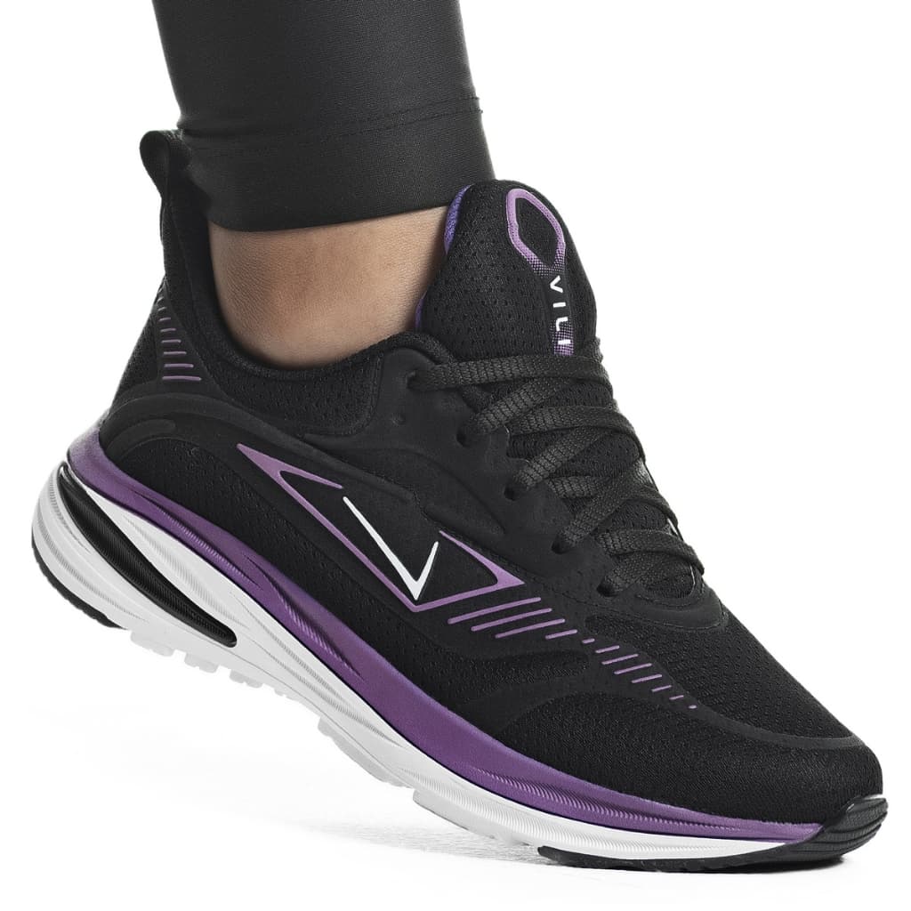 Tênis Feminino Vili Fusion Esportivo Masculino Caminhada Preto Roxo