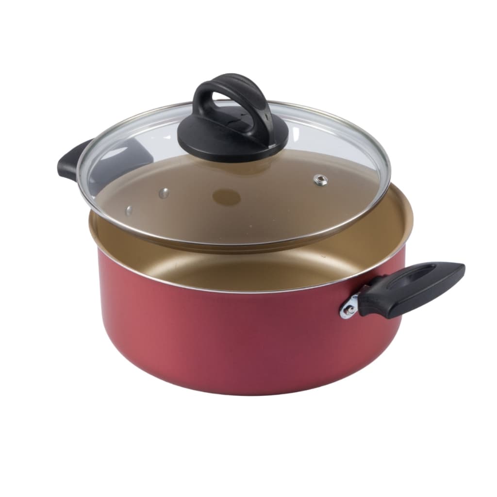 Panela Caçarola Antiaderente Tampa Vidro 24Cm 4L Cereja Nacional