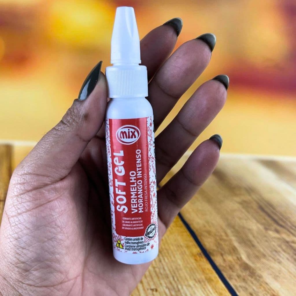 1~5 CORANTE SOFT GEL MIX 25G VERMELHO MORANGO, PARA MORANGO DO AMOR E CONFEITARIA (CHOCO)